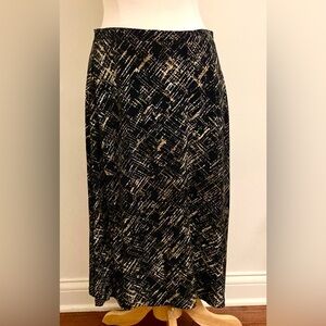 Merona Black Tan Thatch Pattern SZ L Artsy Contemporary Pull On Casual Skirt